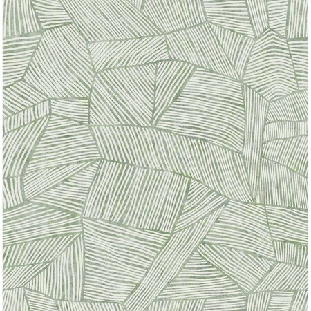 Manhattan Comfort Marignane Aldabra Green Textured Geometric 33 ft L X 205 in W Wallpaper BR4014-26403